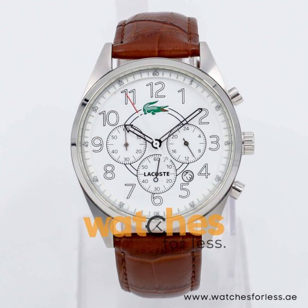 Lacoste Men’s Quartz Brown Leather Strap White Dial 43mm Watch 2010620