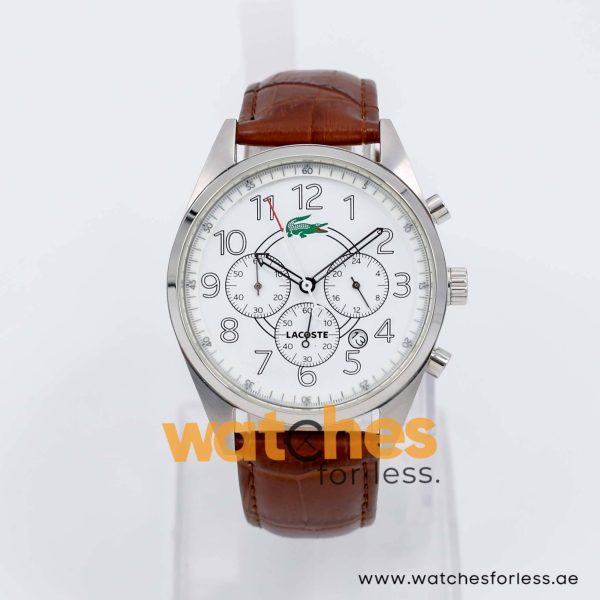 Lacoste Men’s Quartz Brown Leather Strap White Dial 43mm Watch 2010620