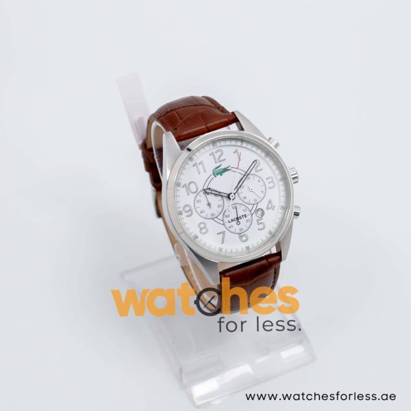 Lacoste Men’s Quartz Brown Leather Strap White Dial 43mm Watch 2010620