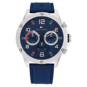 Tommy Hilfiger Men’s Quartz Blue Silicone Strap Blue Dial 46mm Watch 1792027