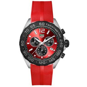 Tag Heuer Formula 1 Men’s Quartz Swiss Made Red Silicone Strap Red Dial 43mm Watch CAZ101AN.FT8055