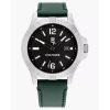 Tommy Hilfiger Men’s Quartz Green Leather Strap Black Dial 46mm Watch 1710531