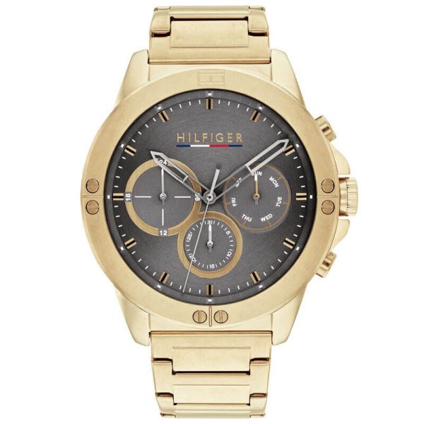 Tommy Hilfiger Men’s Quartz Gold Stainless Steel Grey Dial 46mm Watch 1791891