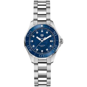 Tag Heuer Aquaracer Women’s Quartz Swiss Made Silver Stainless Steel Blue Mother Of Pearl Dial 35mm Watch WAY131L.BA0748