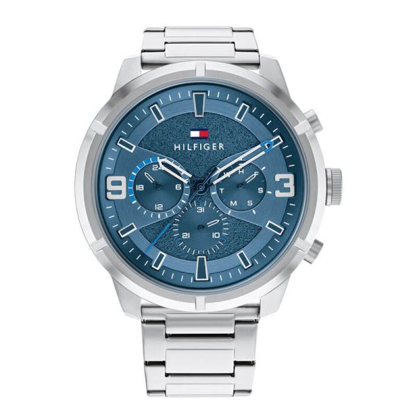 Tommy Hilfiger Men’s Quartz Silver Stainless Steel Blue Dial 50mm Watch 1792077