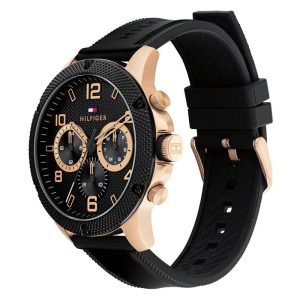Tommy Hilfiger Men’s Quartz Black Silicone Strap Black Dial 46mm Watch 1792028