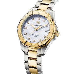 Tag Heuer Aquaracer Women’s Quartz Swiss Made Two Tone Stainless Steel Mother Of Pearl Dial 32mm Watch WBD1322.BB0320