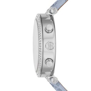 Michael Kors Women’s Quartz Sky Blue Leather Strap Silver Dial 39mm Watch MK6936