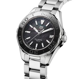 Tag Heuer Aquaracer Women’s Quartz Swiss Made Silver Stainless Steel Black Mother Of Pearl Dial 35mm Watch WAY131K.BA0748