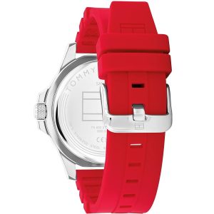 Tommy Hilfiger Men’s Quartz Red Silicone Strap Grey Dial 46mm Watch 1710540