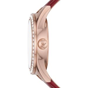 Emporio Armani Women’s Quartz Red Leather Strap White Dial 36mm Watch AR11489