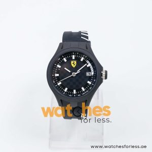 Ferrari Men’s Quartz Black Silicone Strap Black Dial 44mm Watch 830125