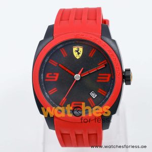 Ferrari Men’s Quartz Red Silicone Strap Black Dial 46mm Watch 830118
