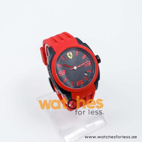 Ferrari Men’s Quartz Red Silicone Strap Black Dial 46mm Watch 830118