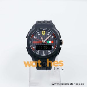 Ferrari Men’s Analog & Digital Black Silicone Strap Black Dial 46mm Watch 830123