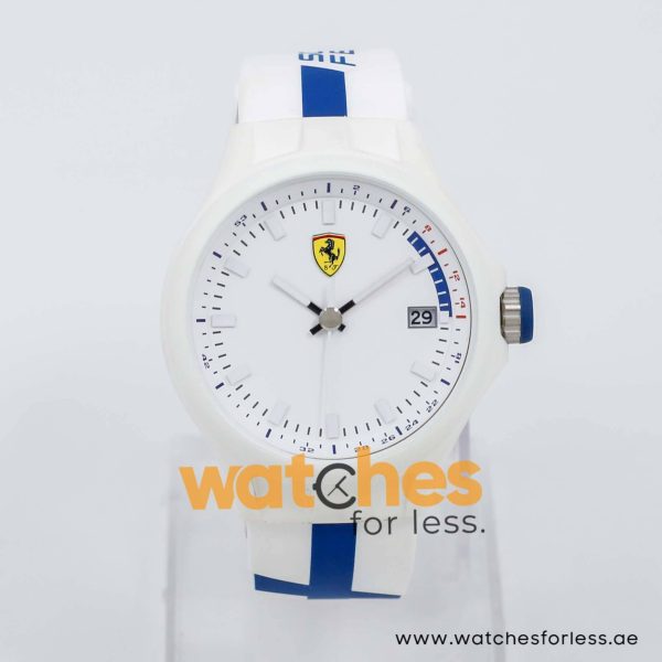 Ferrari Men’s Quartz White Silicone Strap White Dial 44mm Watch 830153