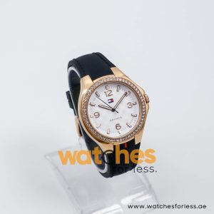 Tommy Hilfiger Women’s Quartz Black Silicone Strap White Dial 37mm Watch 1781375