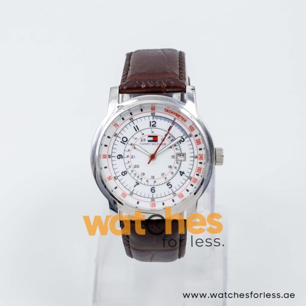 Tommy Hilfiger Men’s Quartz Dark Brown Leather Strap White Dial 41mm Watch 1710051