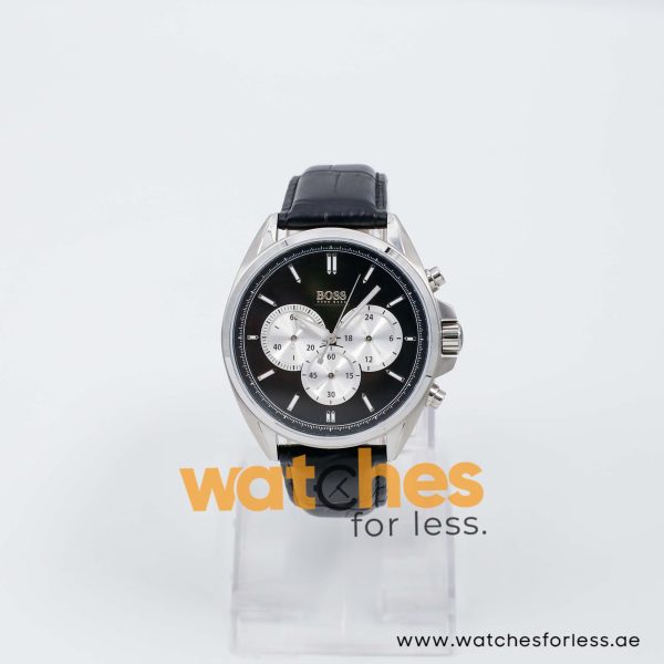 Hugo Boss Men’s Quartz Black Leather Strap Black Dial 44mm Watch 1512879