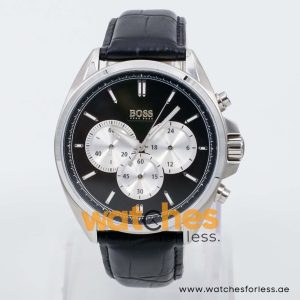 Hugo Boss Men’s Quartz Black Leather Strap Black Dial 44mm Watch 1512879
