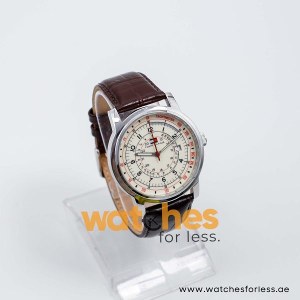 Tommy Hilfiger Men’s Quartz Dark Brown Leather Strap Off White Dial 41mm Watch 1710052