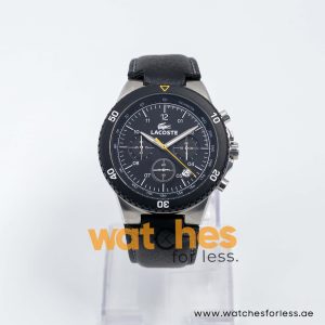 Lacoste Men’s Quartz Black Leather Strap Black Dial 44mm Watch 2010537