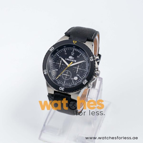 Lacoste Men’s Quartz Black Leather Strap Black Dial 44mm Watch 2010537