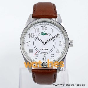 Lacoste Men’s Quartz Brown Leather Strap White Dial 43mm Watch 2010623