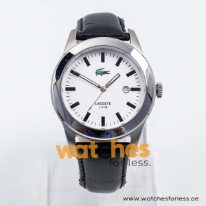 Lacoste Men’s Quartz Black Leather Strap White Dial 42mm Watch 2010482