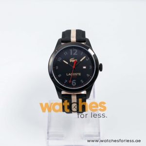 Lacoste Men’s Quartz Black & Cream Nylon Strap Black Dial 44mm Watch 2010724