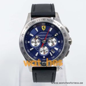 Ferrari Men’s Quartz Black Leather Strap Blue Dial 44mm Watch 830041/4