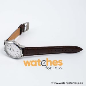 Lacoste Men’s Quartz Dark Brown Leather Strap White Dial 40mm Watch 2010465