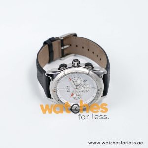 Hugo Boss Men’s Quartz Black Leather Strap White Dial 43mm Watch 1512153/1