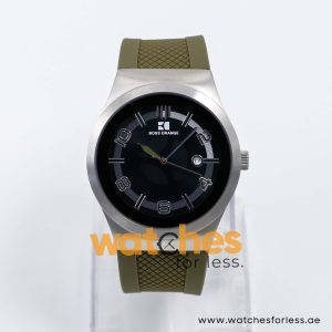Hugo Boss Men’s Quartz Olive Green Silicone Strap Black Dial 42mm Watch 1512695