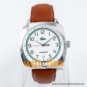 Lacoste Men’s Quartz Brown Leather Strap White Dial 42mm Watch 2010487