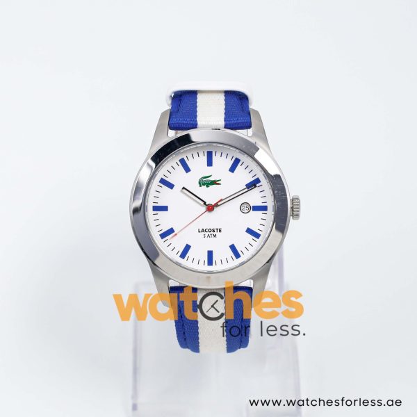 Lacoste Men’s Quartz Blue & White Nylon Strap White Dial 42mm Watch 2010500