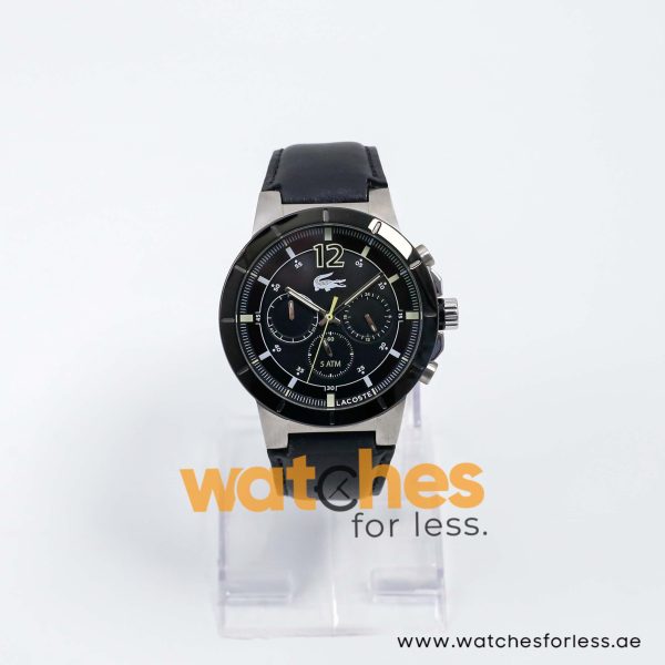 Lacoste Men’s Quartz Black Leather Strap Black Dial 44mm Watch 2010743