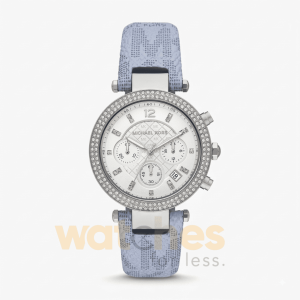 Michael Kors Women’s Quartz Sky Blue Leather Strap Silver Dial 39mm Watch MK6936