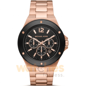 Michael Kors Men’s Quartz Rose Gold Stainless Steel Black Dial 45mm Watch MK8940