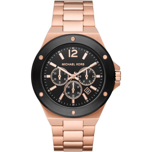 Michael Kors Men’s Quartz Rose Gold Stainless Steel Black Dial 45mm Watch MK8940