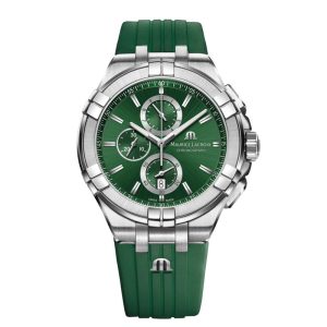 Maurice Lacroix Men’s Quartz Swiss Made Green Silicone Strap Green Dial 44mm Watch AI1018-SS000-630-5