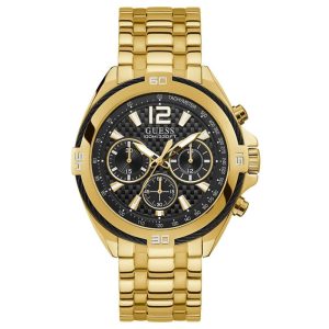 Guess Men’s Quartz Gold Stainless Steel Black Dial 46mm Watch W1258G2