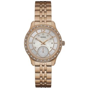 Guess Women’s Quartz Rose Gold Stainless Steel Silver Dial 35mm Watch W0931L3