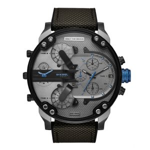 Diesel Men’s Quartz Grey Nylon & Silicone Strap Grey Dial 57mm (Four Time zone) Watch DZ7420