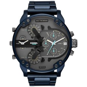 Diesel Men’s Quartz Blue Stainless Steel Grey Dial 57mm (Four Time Zone) Watch DZ7414