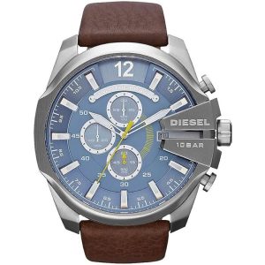 Diesel Men’s Quartz Brown Leather Strap Blue Dial 54mm Watch DZ4281