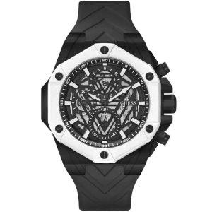 Guess Men’s Quartz Black Silicone Strap Black Dial 47mm Watch GW0579G1