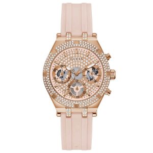 Guess Women’s Quartz Pink Silicone Strap Rose Gold Dial 38mm Watch GW0407L3