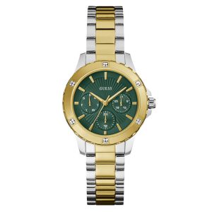 Guess Women’s Quartz Two Tone Stainless Steel Green Dial 35mm Watch GW0723L1