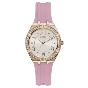 Guess Women’s Quartz Pink Silicone Strap Silver Dial 36mm Watch GW0034L3